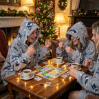 Friends playing a board game in Raccoon Snugzillas