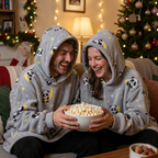 Friends sharing popcorn in Panda Moon Snugzillas